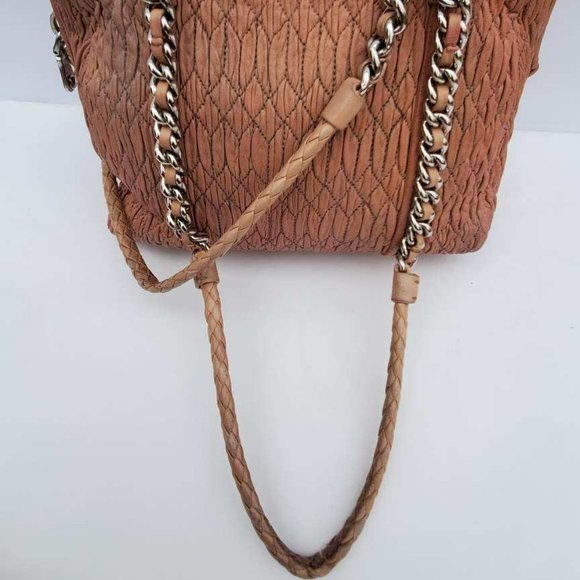 Miu Miu Prada Metelasse arcadie nappa Leather double chain purse beige pink tote - Picture 6 of 15